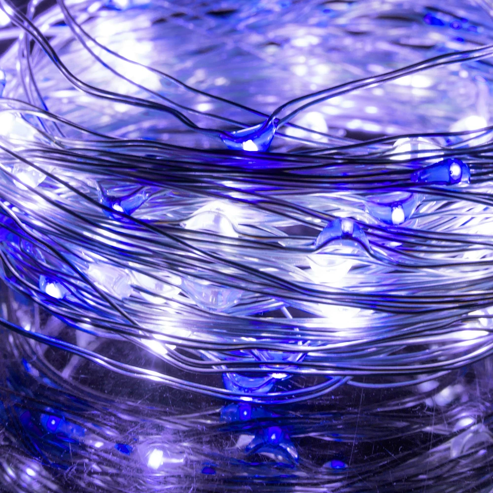 Springos 20 LED Mikrolempučių Girlianda, Šalta Balta + Mėlyna, 1,9 m