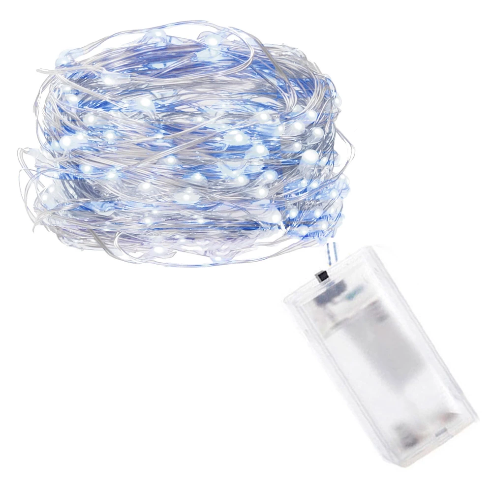 Springos 20 LED Mikrolempučių Girlianda, Šalta Balta + Mėlyna, 1,9 m