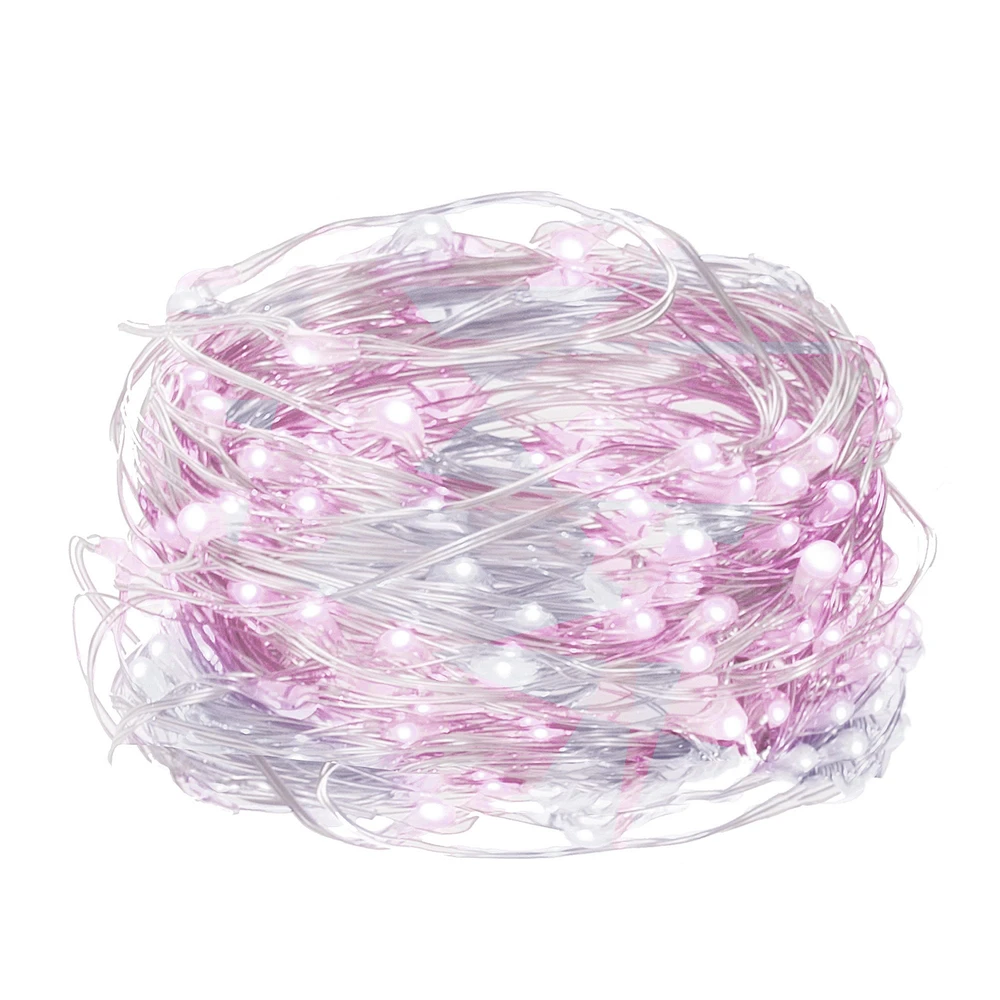 Springos Mikrolempų girlianda 20 LED, šalta balta ir rožinė, 1,9 m