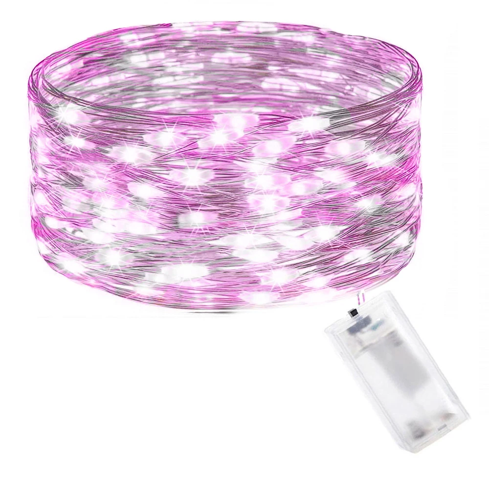 Springos Mikrolempų girlianda 20 LED, šalta balta ir rožinė, 1,9 m