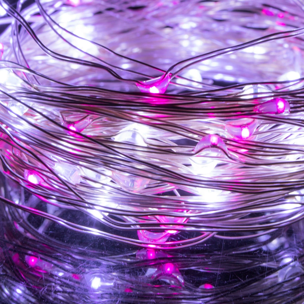 Springos Mikrolempų girlianda 20 LED, šalta balta ir rožinė, 1,9 m