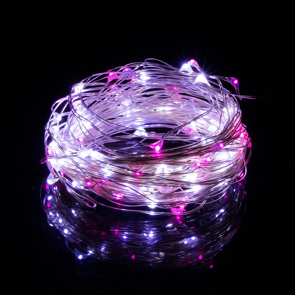 Springos Mikrolempų girlianda 20 LED, šalta balta ir rožinė, 1,9 m
