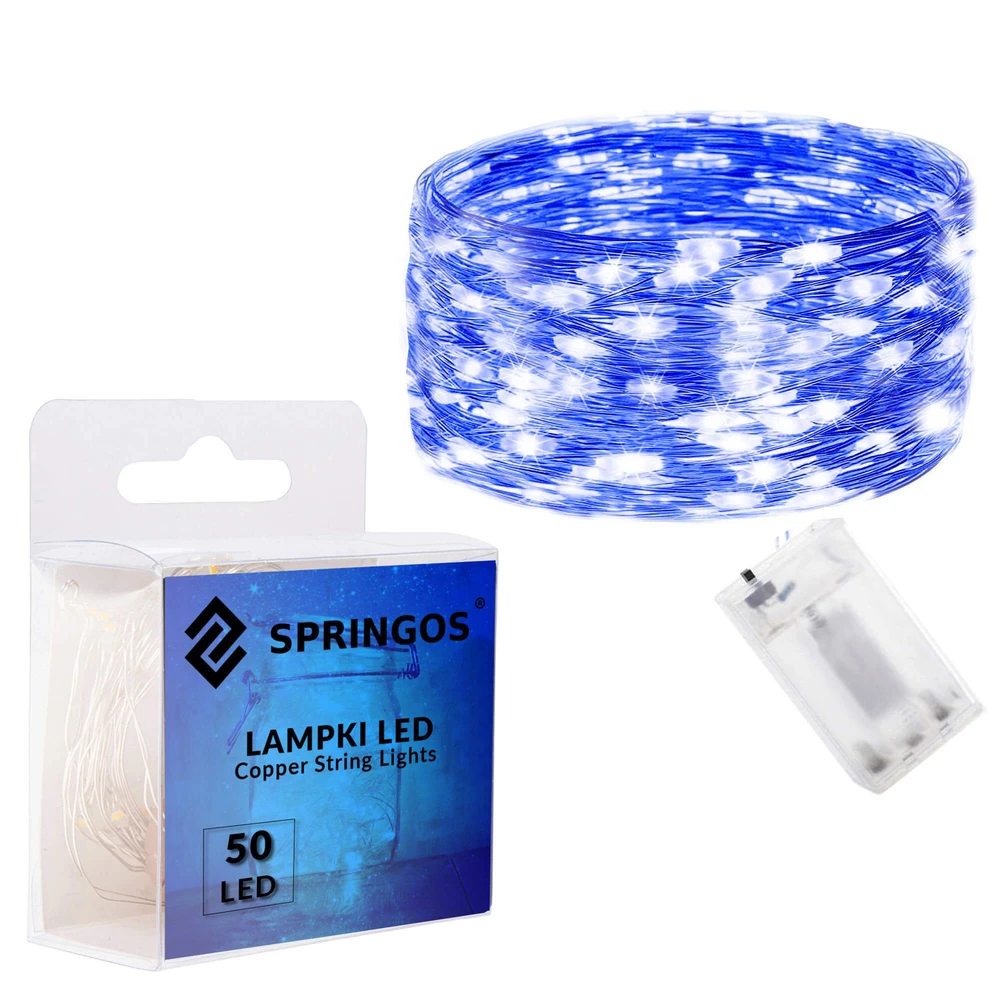 Springos LED girlianda su 50 mikrošviesų, mėlyna, 4,9 m