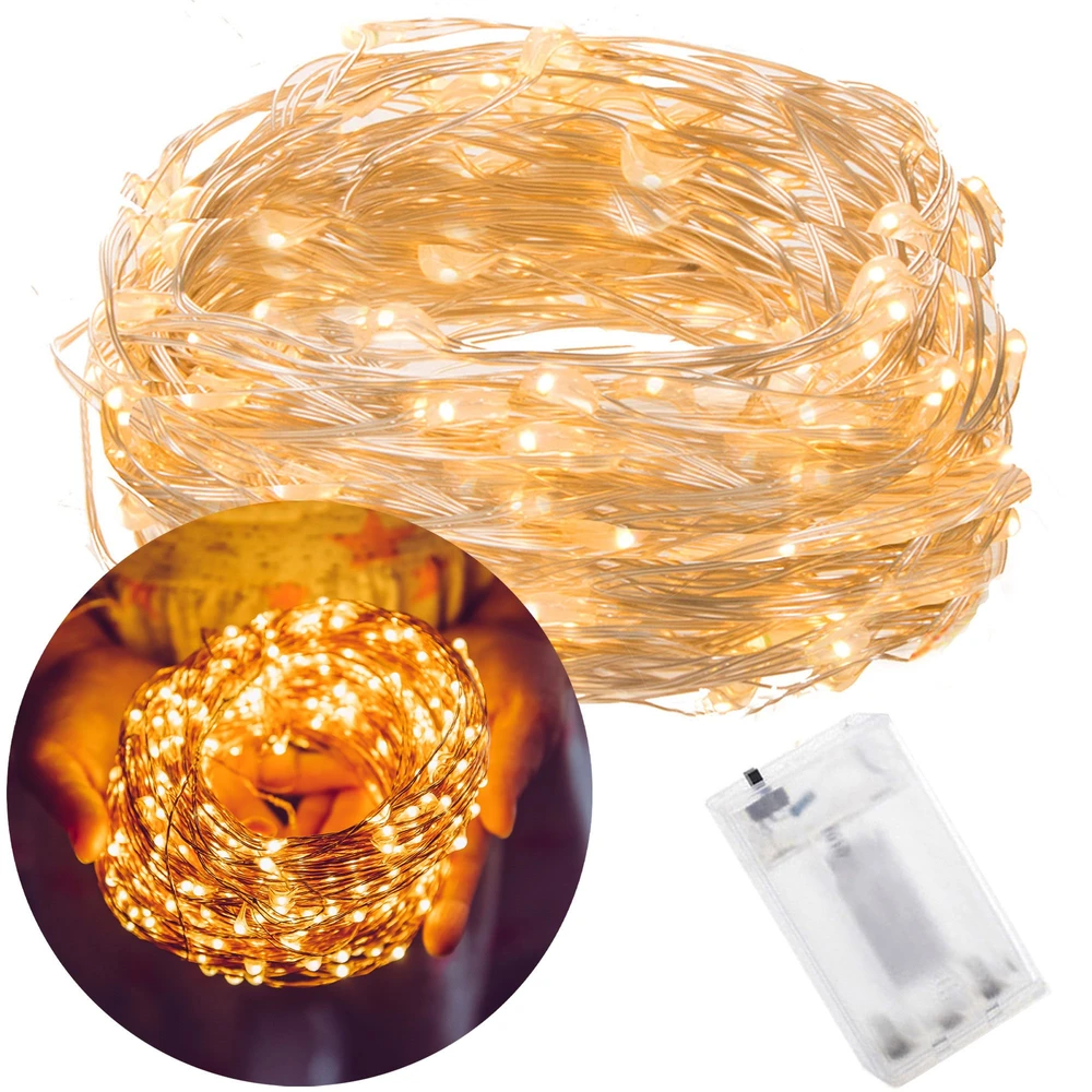 Springos Mikro girlianda 100 LED šilta balta 9,9 m