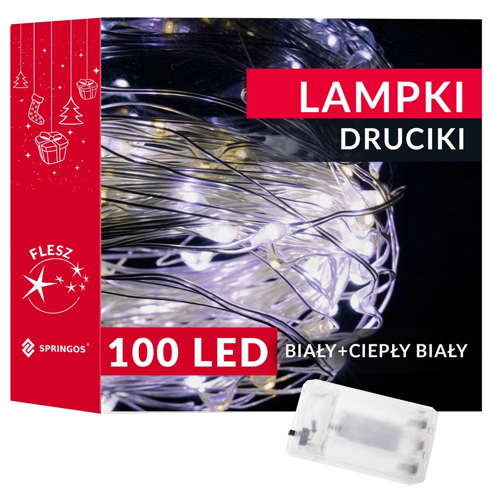 Springos LED lempučių girlianda šaltai ir šiltai balta, 100 LED, 9,9 m