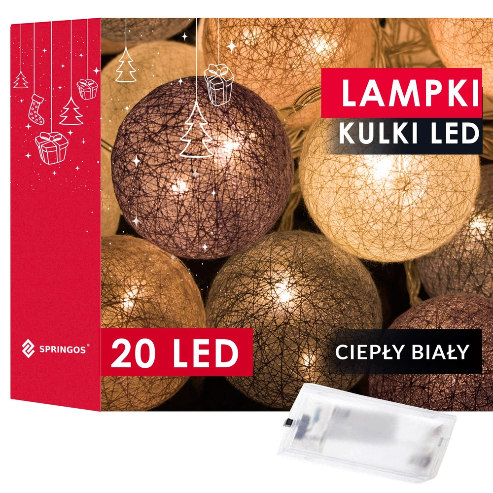 Springos Dekoratyvinė girlianda 20 LED šilta balta 4,1 m
