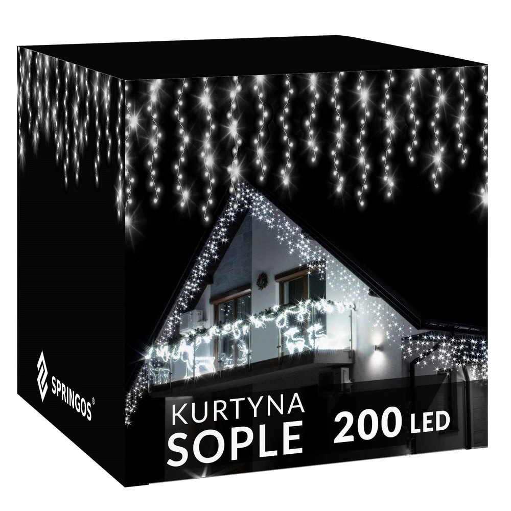Springos Kalėdinė girlianda su varvekliais, 200 LED, 8 m