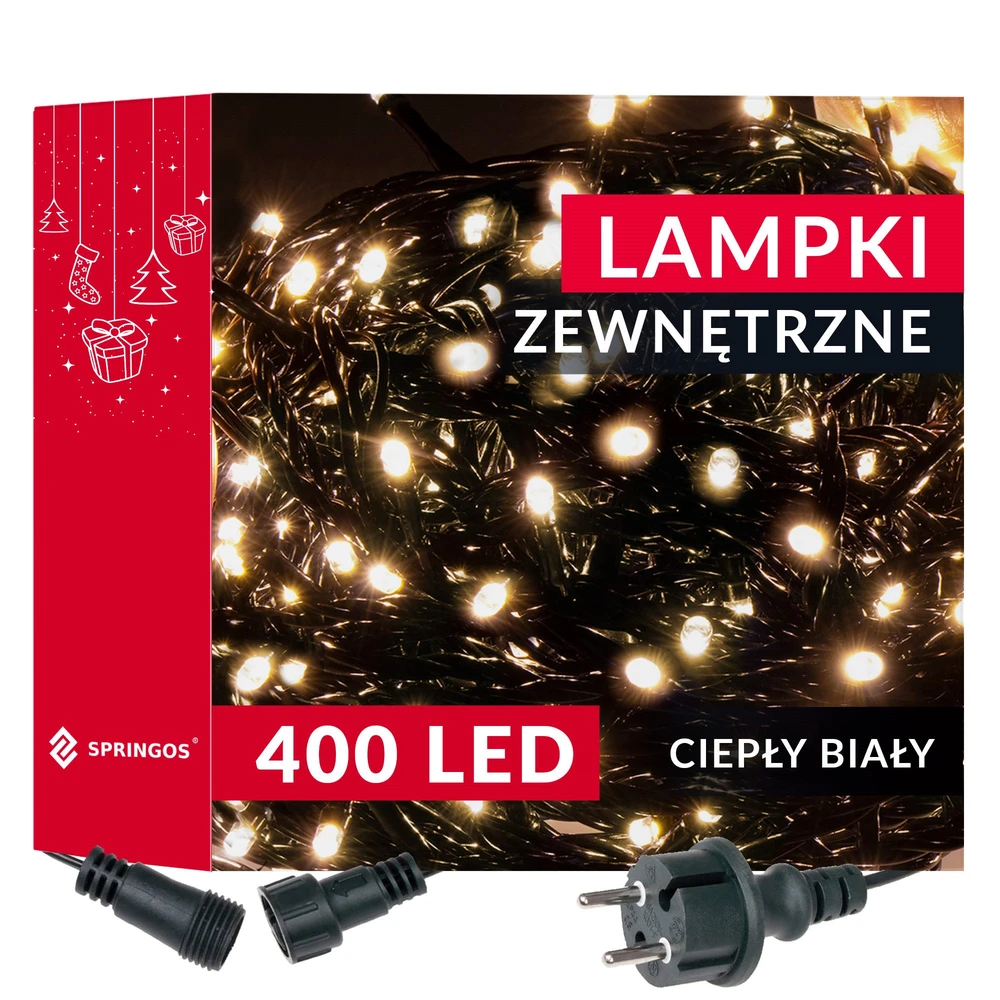 Kalėdinės lemputės Springos 400 LED, šilta balta, IP44