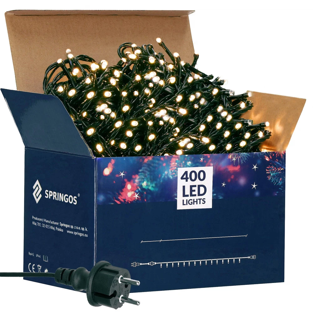 Kalėdinės lemputės Springos 400 LED, šilta balta, IP44