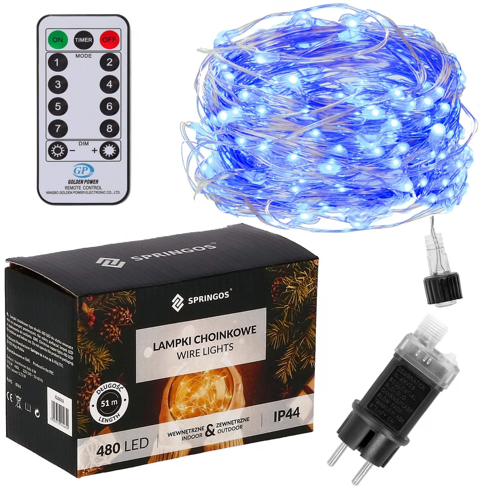 Springos Kalėdinės girliandos su 480 LED lemputėmis, 48 m, mėlynos