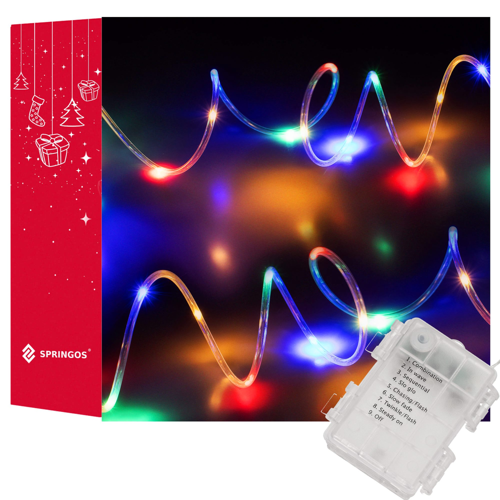 LED kalėdinė girlianda Springos, 5,7 m, daugiaspalvė, 50 LED, IP44