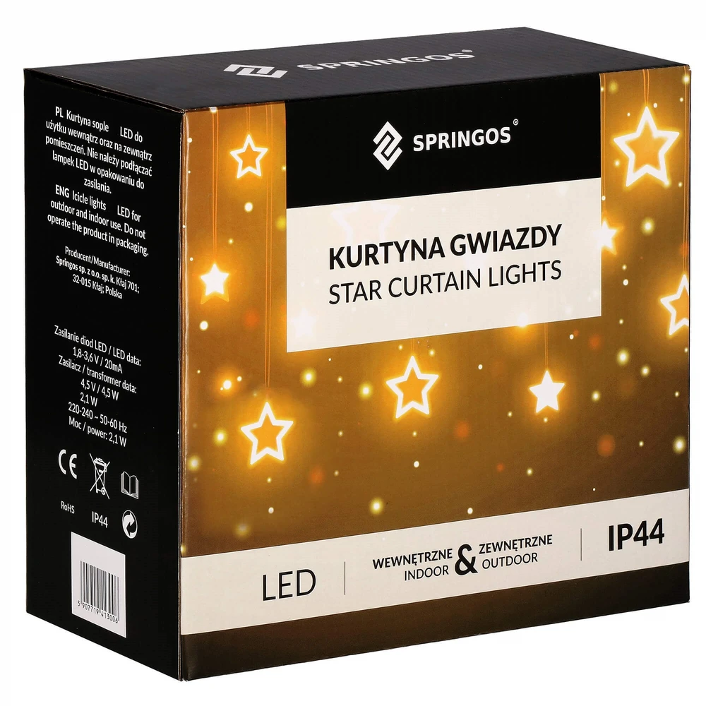 Girlianda Springos 92 LED Žvaigždžių Užuolaida su 8 Funkcijomis