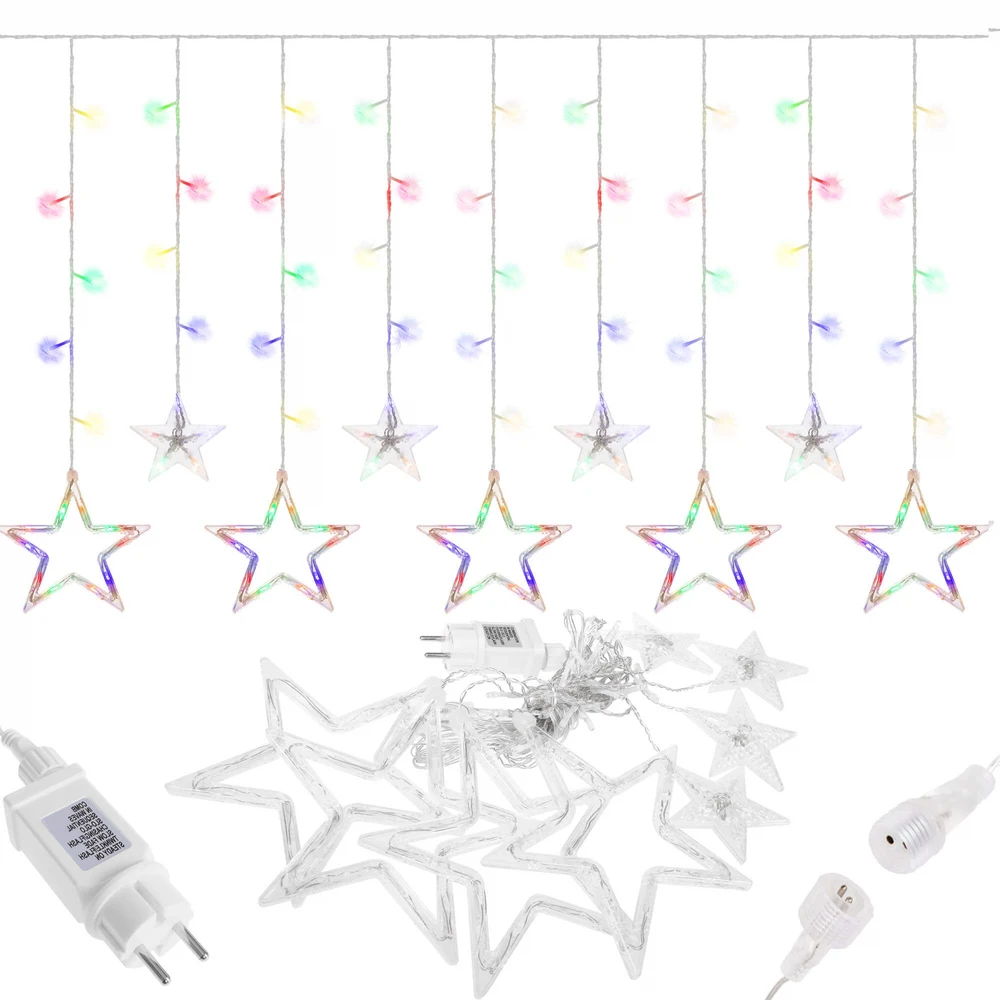 Girlianda Springos 92 LED Žvaigždžių Užuolaida su 8 Funkcijomis