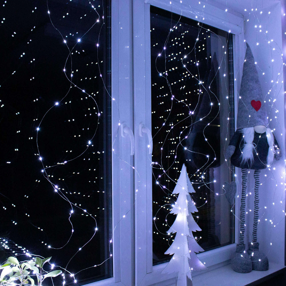 Springos Vielinės girliandos užuolaida su 200 LED ir nuotoliniu valdymu