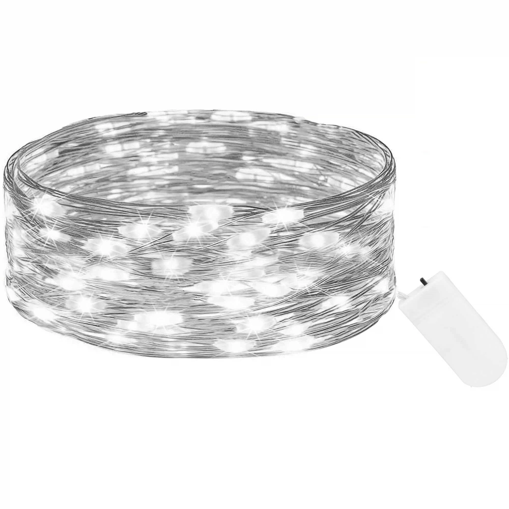 Springos LED girlianda su 10 lempučių, šaltai balta