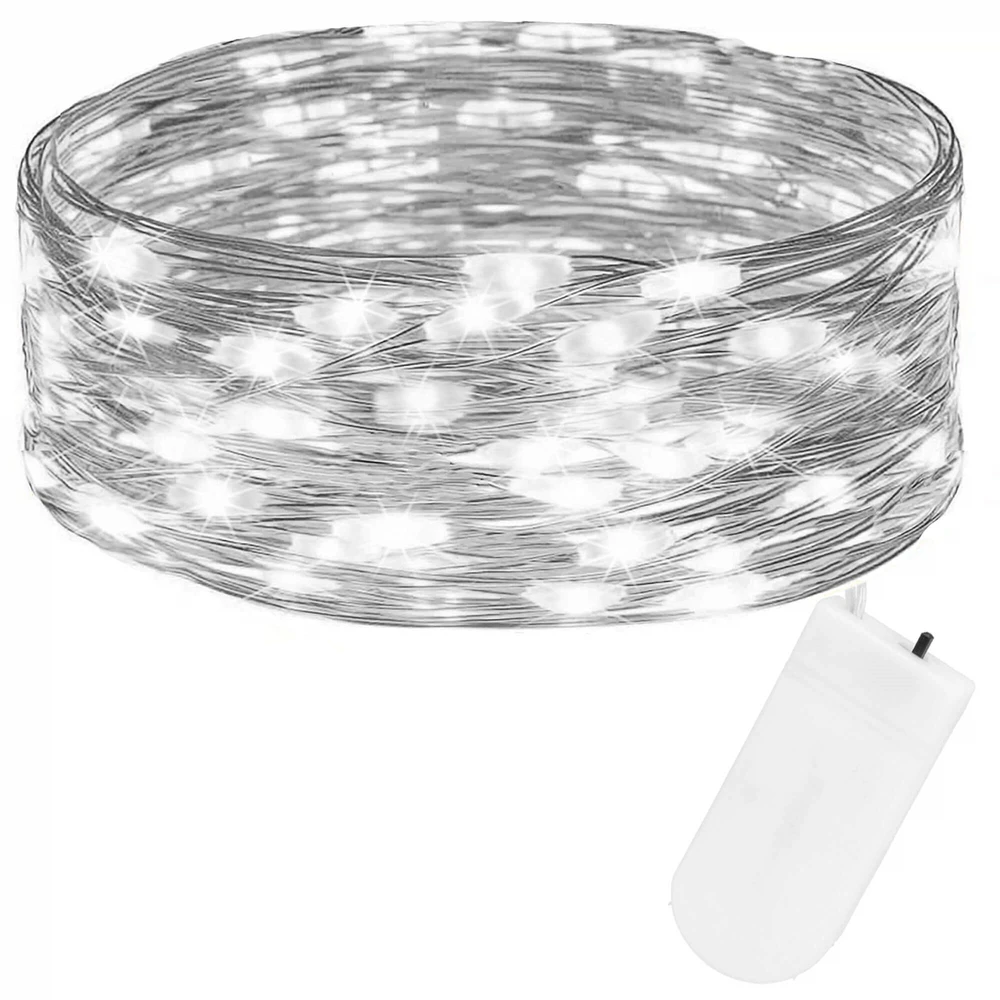 Springos LED girlianda su 10 lempučių, šaltai balta