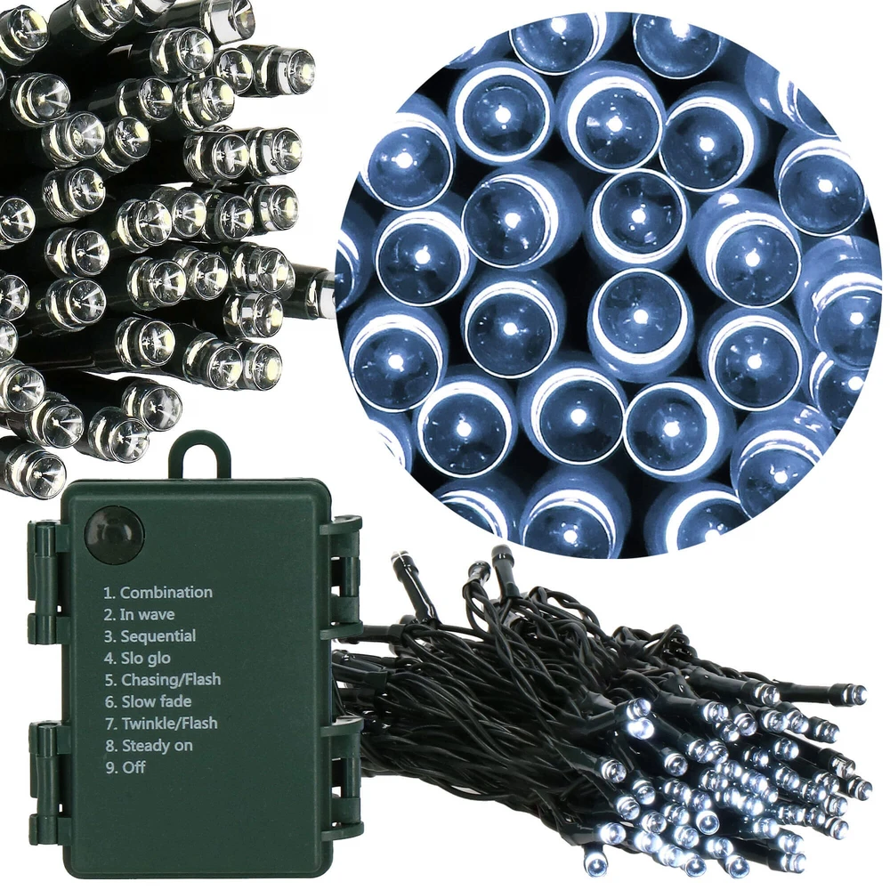Springos LED girlianda 100 LED, šalta balta, 10,5 m, IP44