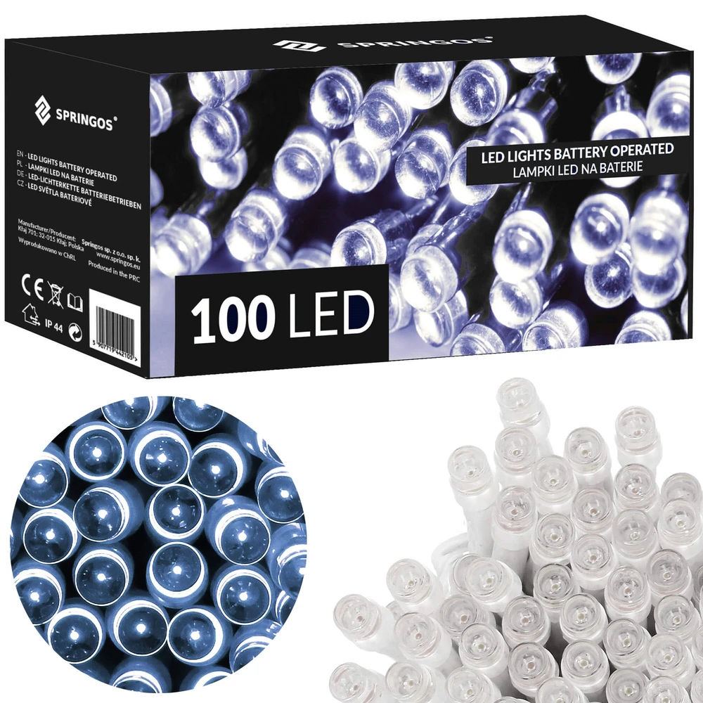 Springos LED šviesos girlianda CL4035, šalta balta, 100 diodų, 10,5 m