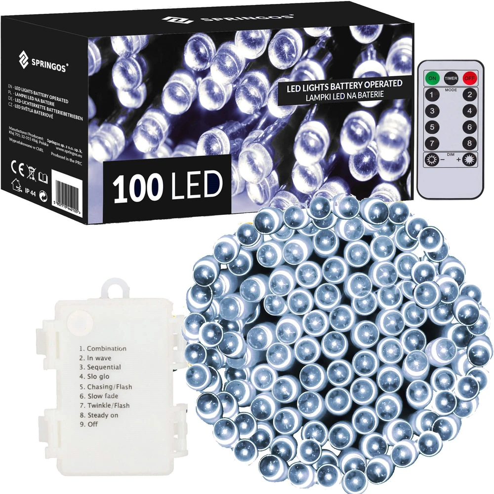 Springos LED šviesos girlianda CL4035, šalta balta, 100 diodų, 10,5 m