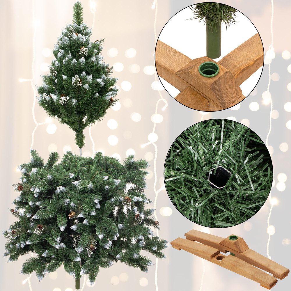 Springos CT0191 Dirbtinė Kalėdų eglutė 220 cm Premium Royal Trees, snieguota deimantinė pušis su kūgiais