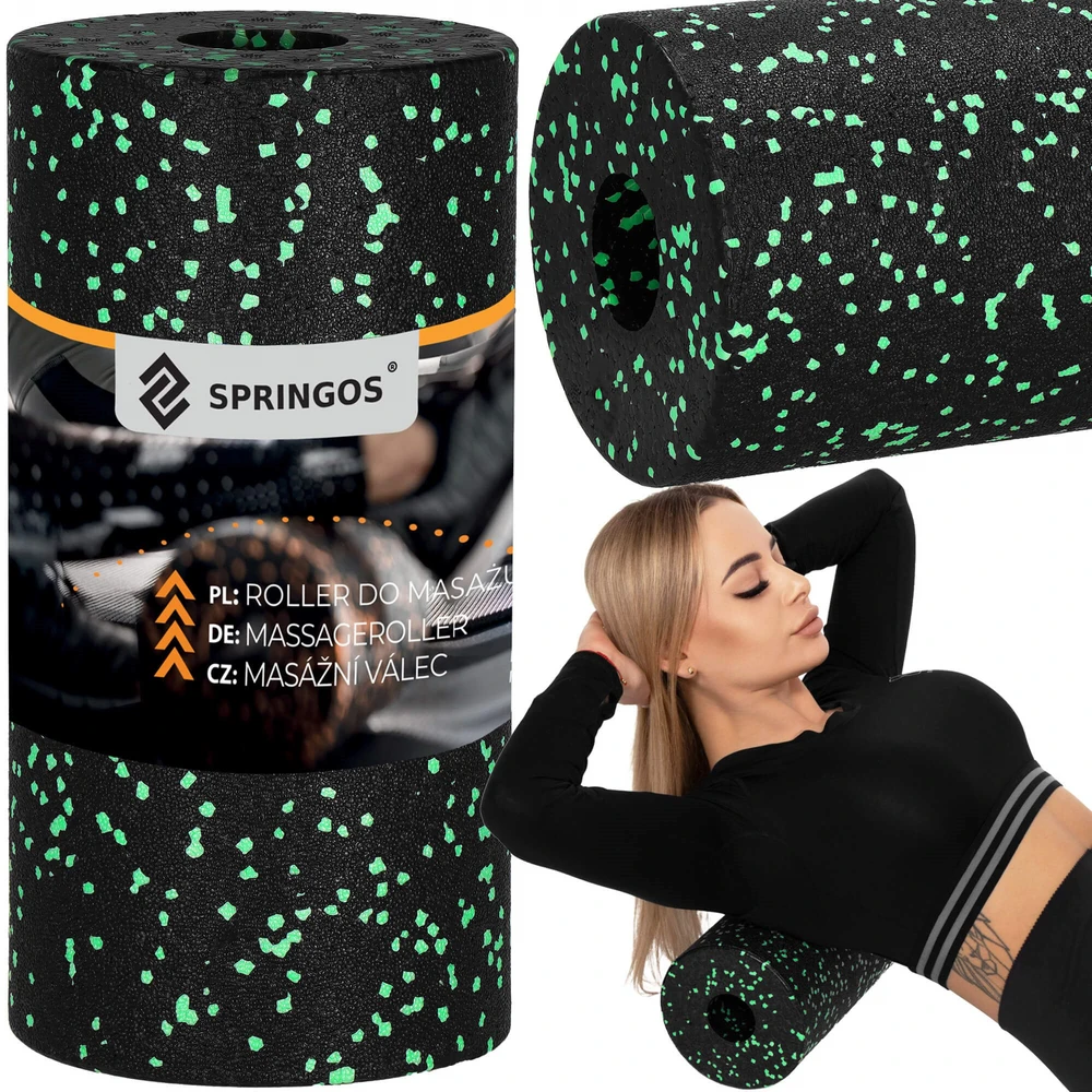 Masažinis volas SPRINGOS 33 cm Juodas-žalias