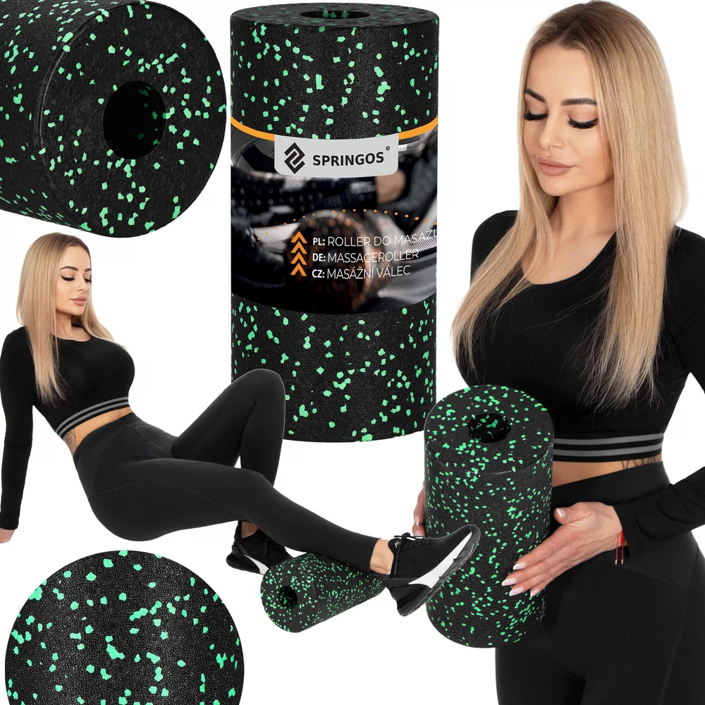 Masažinis volas SPRINGOS 33 cm Juodas-žalias