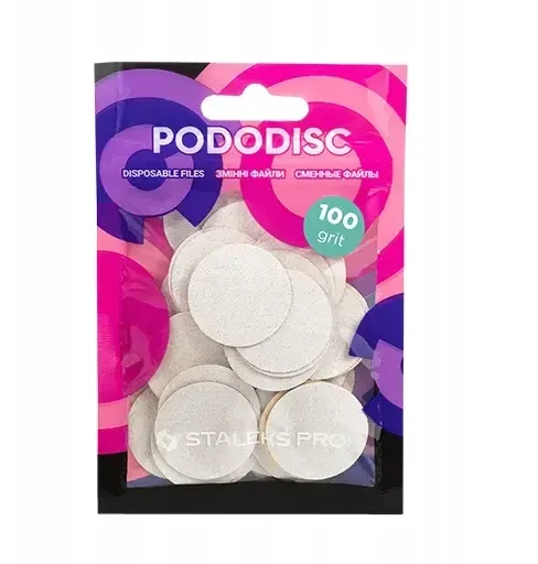 STALEKS Pakaitinis švitrinis popierius pedikiūro diskui Pro L, grūdėtumas 100 (Baltas Refill Pads for Pedicure Disc) 50 vnt.