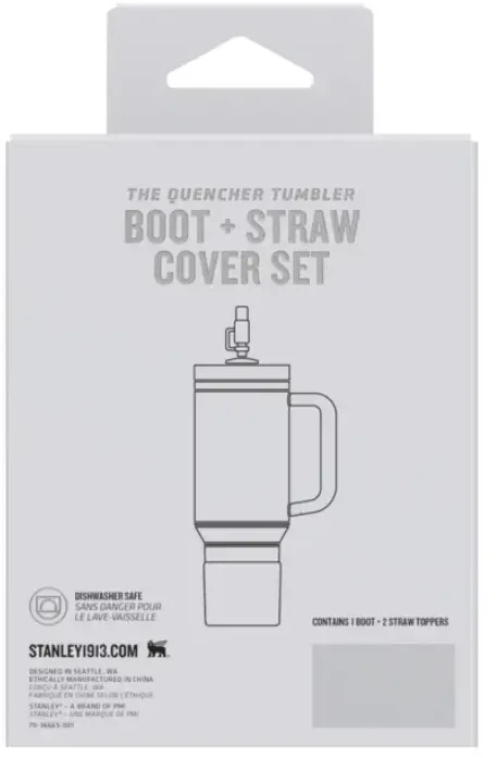 Stanley 2 apsauginių dangtelių ir šiaudelių rinkinys termo puodeliams 0,89 l / 0,59 l „The Quencher Boot“ + šiaudelių antgalis hortenzijai mėlynas