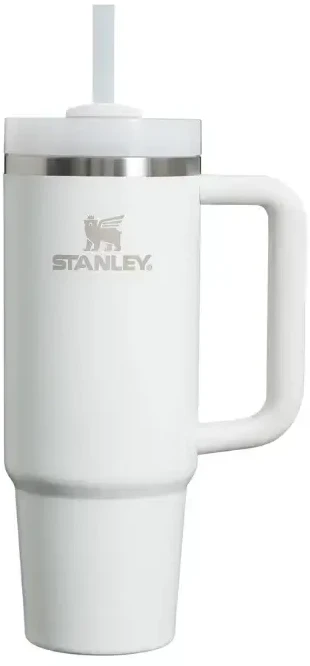 Termo puodelis Stanley Quencher H2.O FlowState 0,89 L - šerkšno baltos spalvos