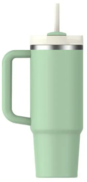 Stanley termo puodelis su šiaudeliu The Quencher H2.O FlowState Tumbler 0.89L pistacijų spalvos
