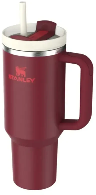 Stanley termosinis puodelis su šiaudeliu The Quencher H2.O FlowState Tumbler 1,18 l, tamsiai raudonas