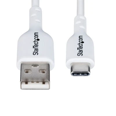 „StarTech“ USB-A į USB-C kabelis, 2 m, Baltas/Įkroviklio laidas, USB 2.0, duomenų perdavimas