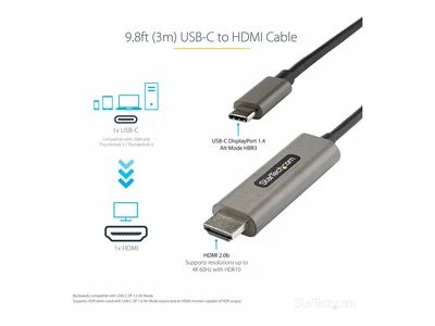 Startech Accessories USB-C į HDMI kabelio adapteris su HDR, 3 m