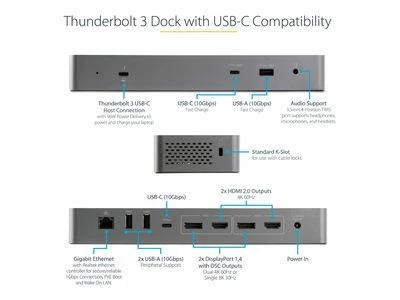 Stotis / replikatorius StarTech TB3 USB-C dokas / Dual 4K / 96W PD