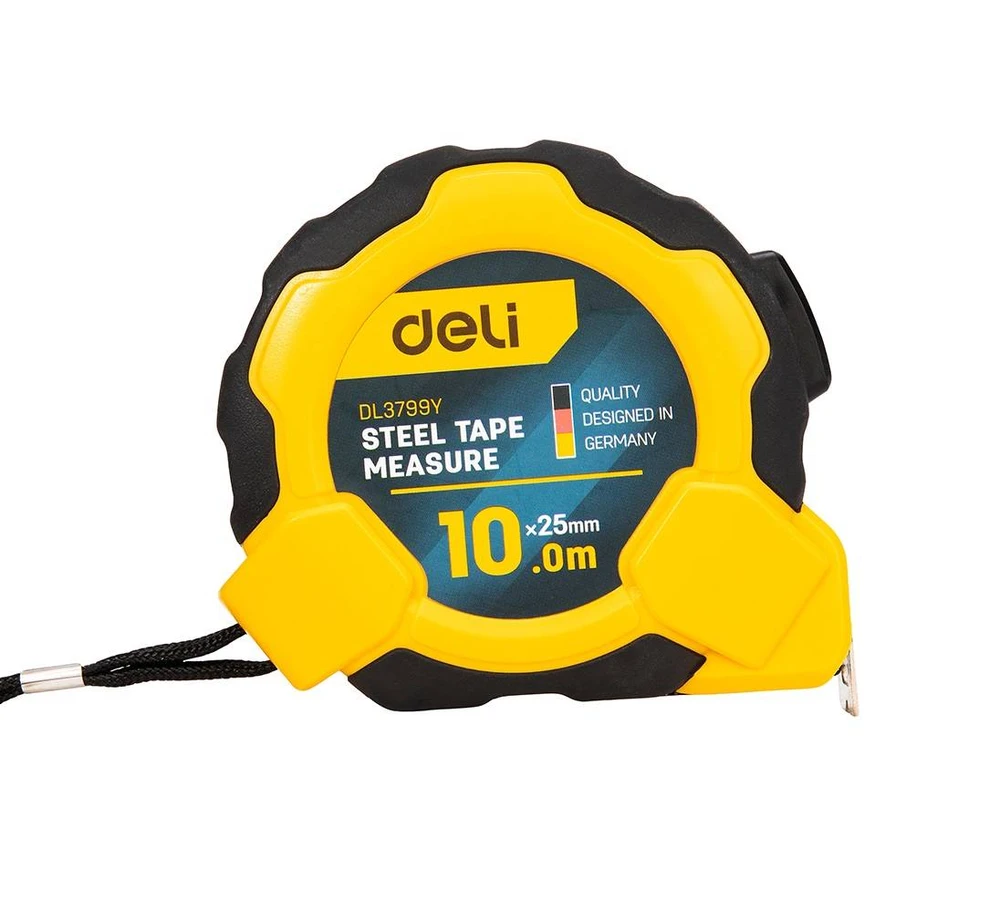 Deli Tools matavimo juosta EDL3799Y, 10m / 25mm geltona