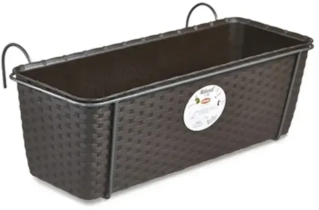 Stefanplast gėlių dėžutė balkonams su metaliniu laikikliu Natural 50x18x16cm ruda