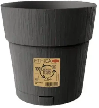 Stefanplast gėlių vazonas su padėklu Ethica Ø20x19cm pilkas