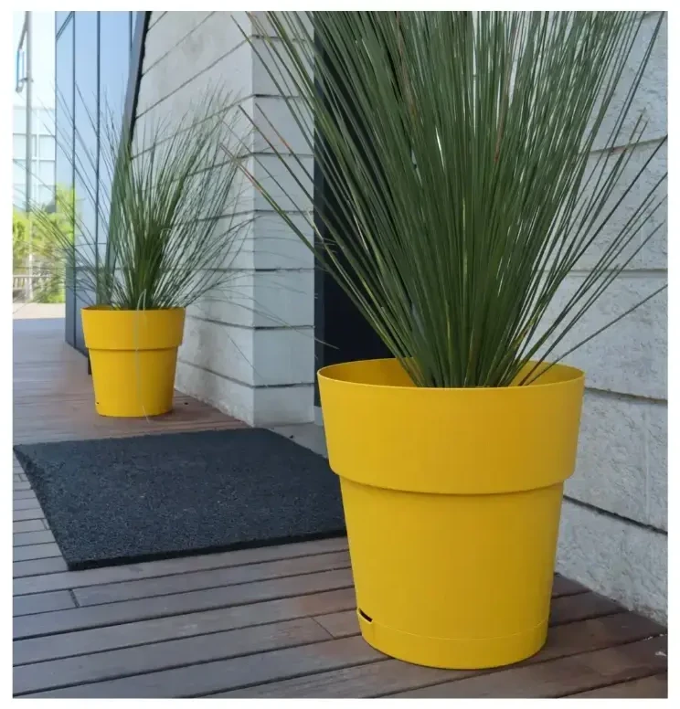 Stefanplast Gėlių vazonas su padėklu Ethica Ø30x29cm garstyčių geltonumo
