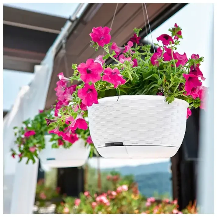 Stefanplast pakabinamas gėlių vazonas Natural Ø30x14.5cm baltas