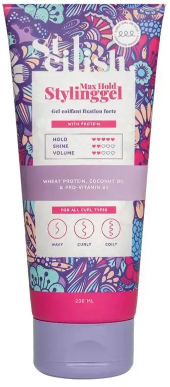Steilish Max Hold Hair Styling Gel Skirtas garbanotiems plaukams Definition & Minkštinantis ir glotninantis Strong, 200 ml