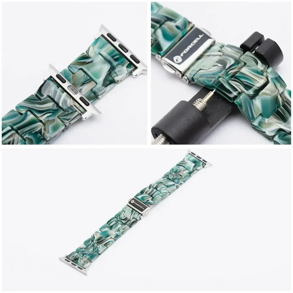 FORCELL F-DESIGN FA04 marble textured resin apyrankė skirta Apple Watch 38 / 40 / 41 mm žalios spalvos
