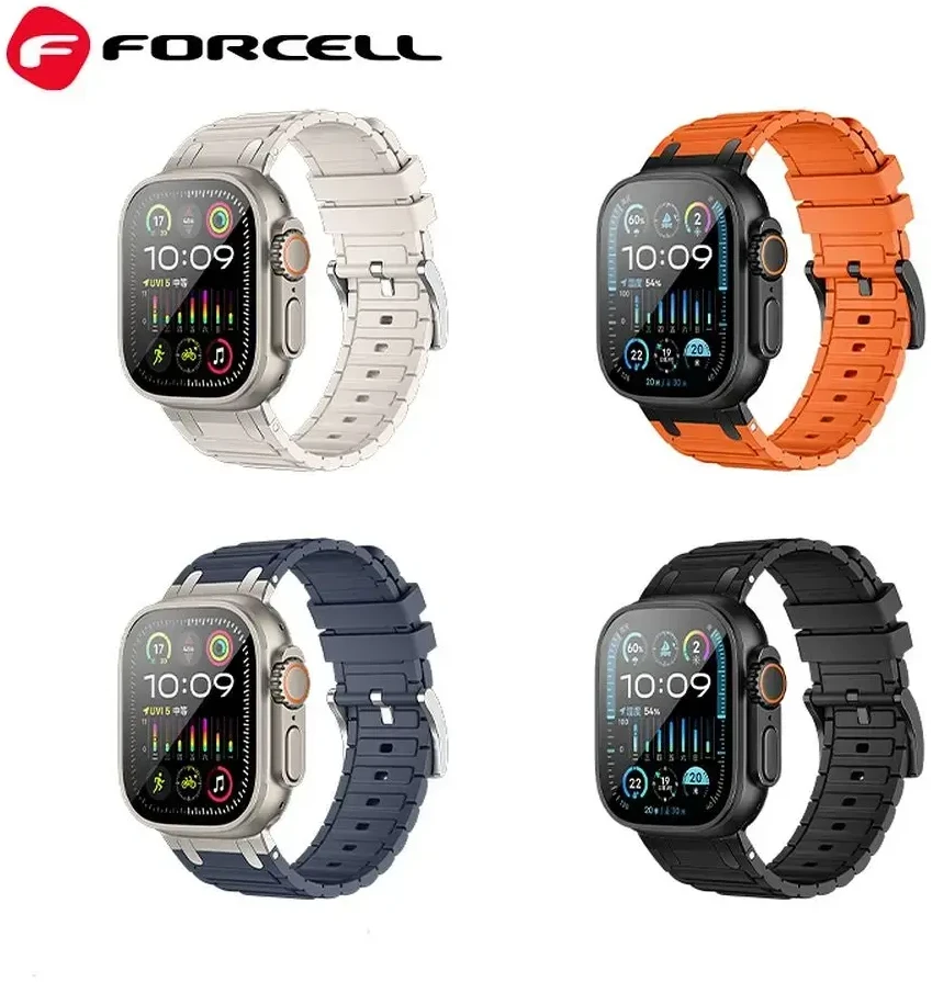 „Apple Watch“ dirželis Forcell F-Design FA06 silikoninis, su skylutėmis, 38 / 40 / 41 mm, mėlynas