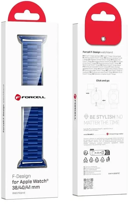 FORCELL F-DESIGN FA10 stainless steel apyrankė skirta Apple Watch 42 / 44 / 45 / 49 mm mėlynos spalvos