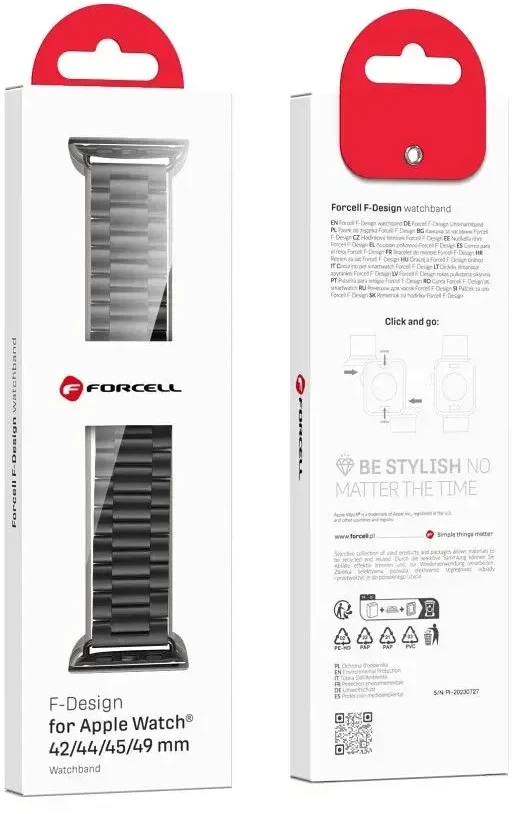 FORCELL F-DESIGN FA10 stainless steel apyrankė skirta Apple Watch 38 / 40 / 41 mm juodos spalvos