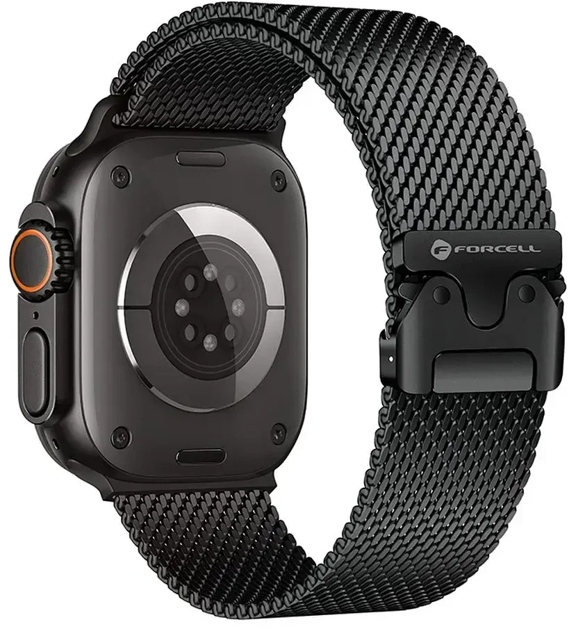 „Apple Watch“ dirželis Forcell F-Design FA11 plieno užsegimas 38/40/41 mm juodas