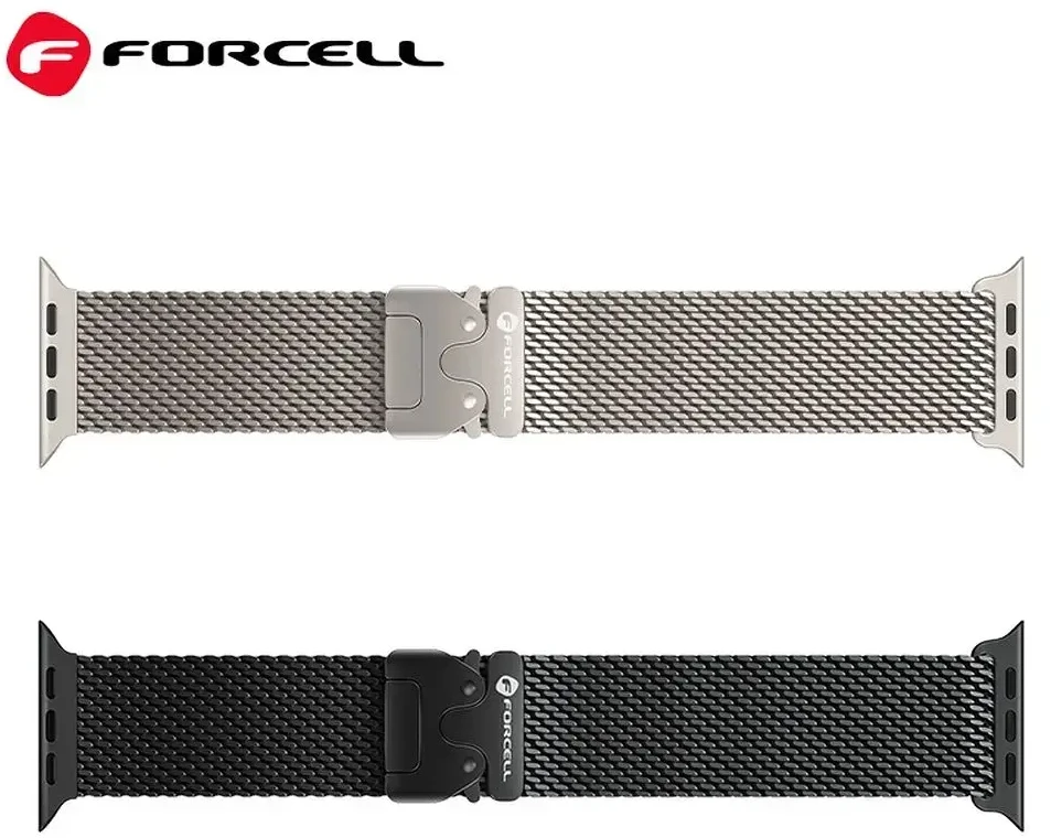 „Apple Watch“ dirželis Forcell F-Design FA11 plieno užsegimas 38/40/41 mm juodas