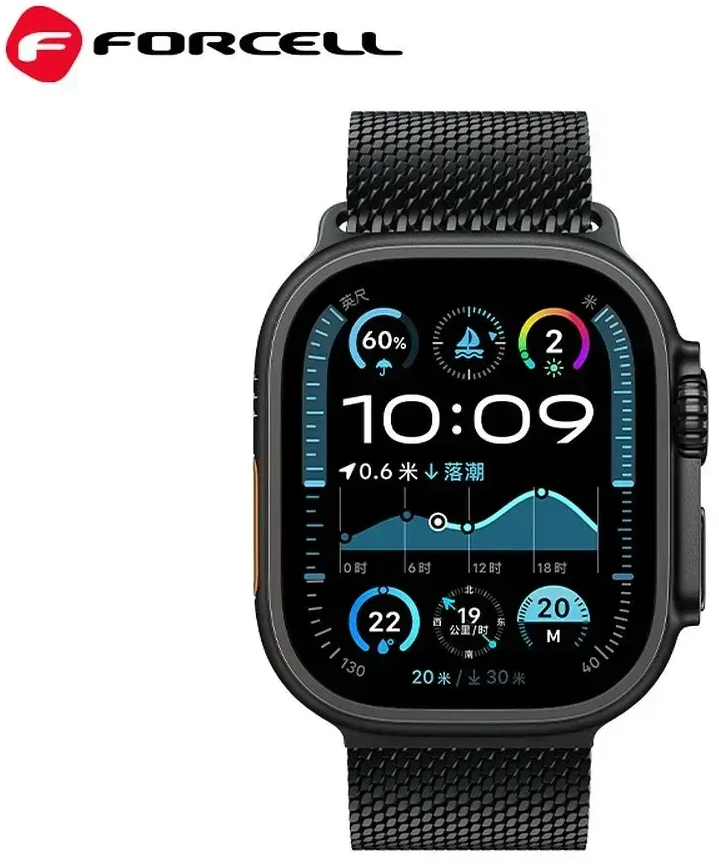 „Apple Watch“ dirželis Forcell F-Design FA11 plieno užsegimas 38/40/41 mm juodas