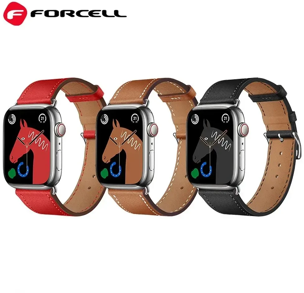 „Apple Watch“ dirželis Forcell F-Design FA20 skylučių dirbtinės odos 42/44/45/49 mm, juodas