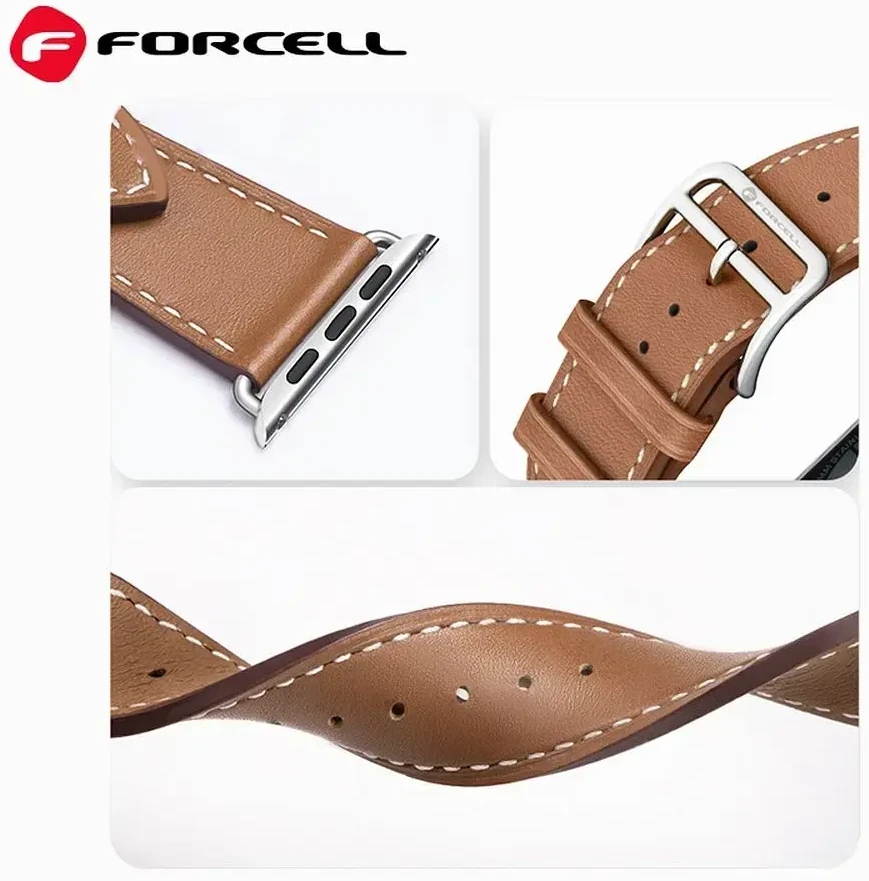 Forcell „Apple Watch“ dirželis AAD90 F-Design FA20 skylučių dirbtinės odos 38/40/41 mm, juodas