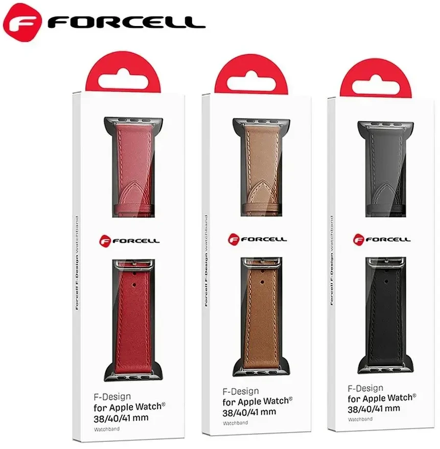 „Apple Watch“ dirželis Forcell F-Design FA20 skylučių dirbtinės odos 42/44/45/49 mm, raudonas